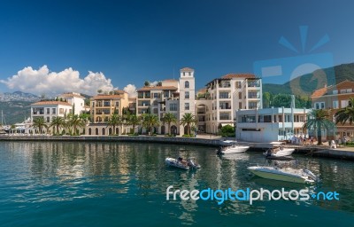 Embankment Of Tivat City In  Montenegro Stock Photo