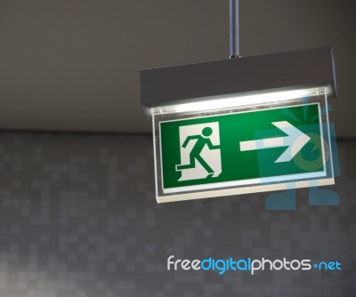 Emergency Exit Sign Stock Photo