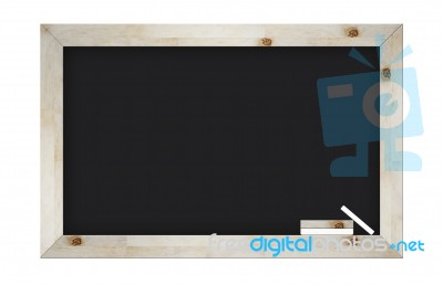 Empty Blackboard With Wooden Frame Stock Photo