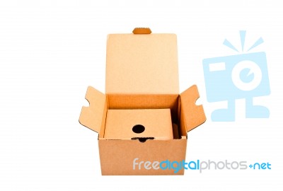 Empty Open Paper Box Isolated On White Background,with Clipping Stock Photo