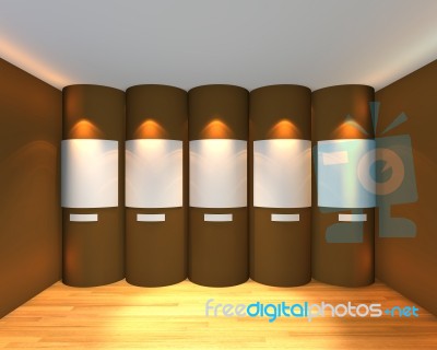Empty Room Brown Curved Gallery Stock Image