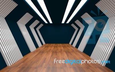 Empty Room With Decorated Wall Stock Image