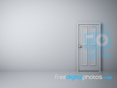 Empty Wall With Closed Door Stock Image