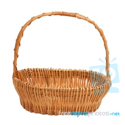 Empty Wicker Basket Stock Photo