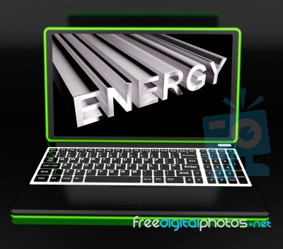 Energy On Laptop Showing Power Stock Image