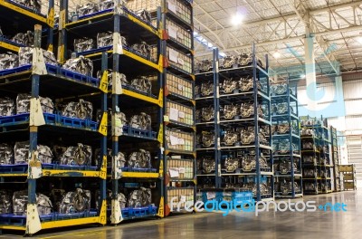 Engine Interior Of New Large And Modern Warehouse Space Stock Photo