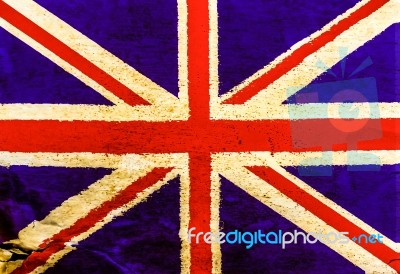 English Flag On Old Brown Paper Stock Photo