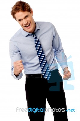 Enthusiastic Young Business Executive Stock Photo