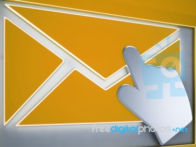 Envelope Button Shows Electronic Messaging Stock Image