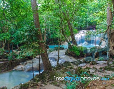 Erawan Waterfall Stock Photo