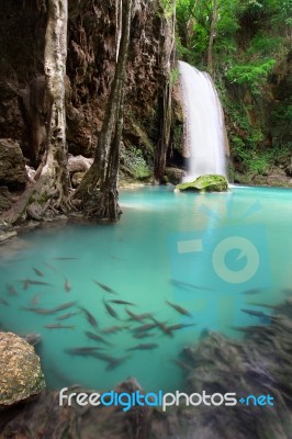 Erawan Waterfall Stock Photo