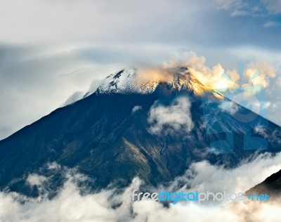 Eruption Of A Volcano Tungurahua, Cordillera Occidental Of The A… Stock Photo