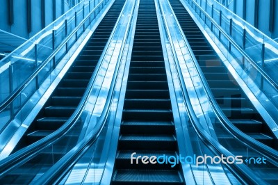 Escalator Going Up Stair Stock Photo