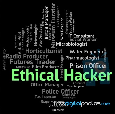 Ethical Hacker Indicates Out Sourcing And Attack Stock Image