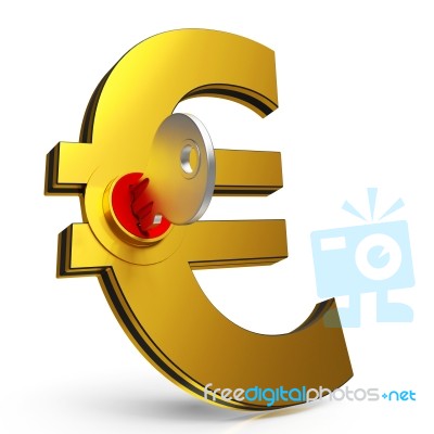 Euro Key Shows Savings And Finance Stock Image