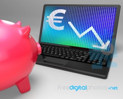 Euro Symbol On Laptop Showing European Looses Stock Image