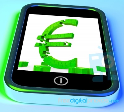 Euro Symbol On Smartphone Showing European Financial Investment Stock Image
