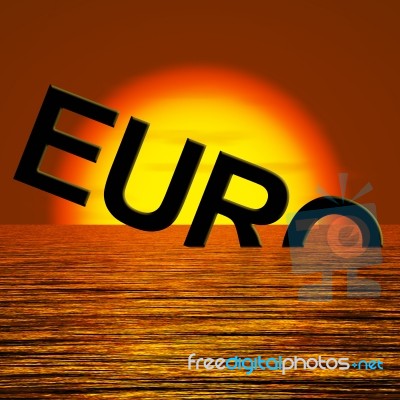 Euro Word Sinking In Sea Stock Image