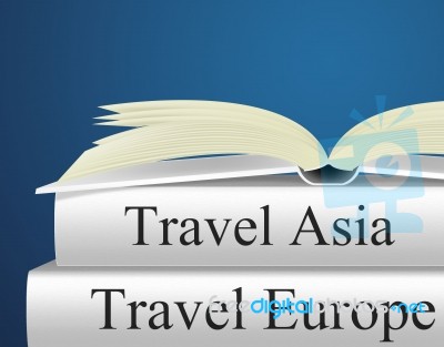 Europe Books Indicates Travel Guide And Asian Stock Image