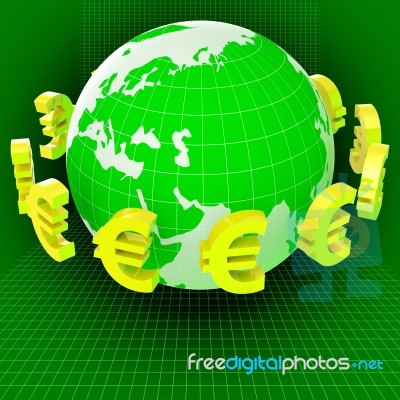 Euros Forex Means Worldwide Trading And Earth Stock Image
