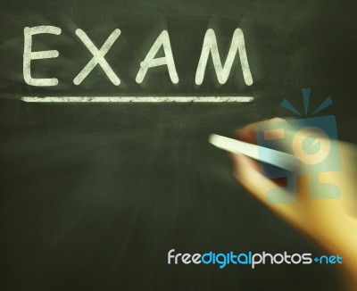 Exam Chalk Shows Assessment Test And Grade Stock Image