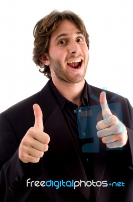 Excited Male With Thumbs Up Stock Photo