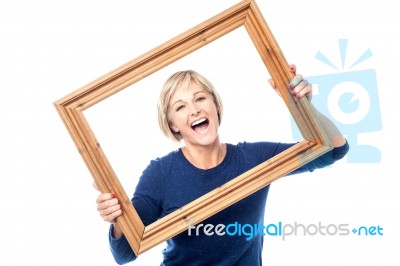 Excited Woman Enjoying, Having A Blast Stock Photo