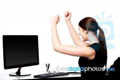 Excited Young Business Lady Stock Photo