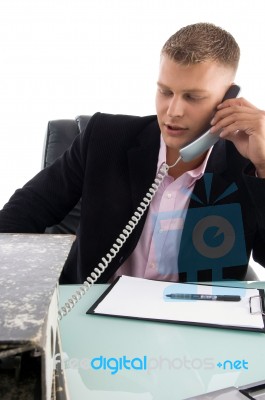 Executive Busy On Phone Stock Photo