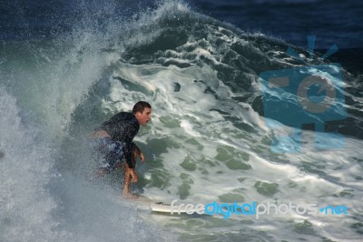 Exiting The Barrel Stock Photo