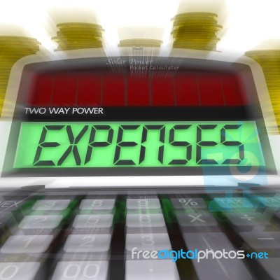 Expenses Calculated Shows Business Expenditure And Bookkeeping Stock Image