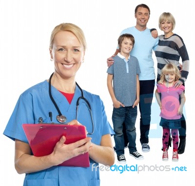 Family Doctor Keeps You Safe And Sound Stock Photo