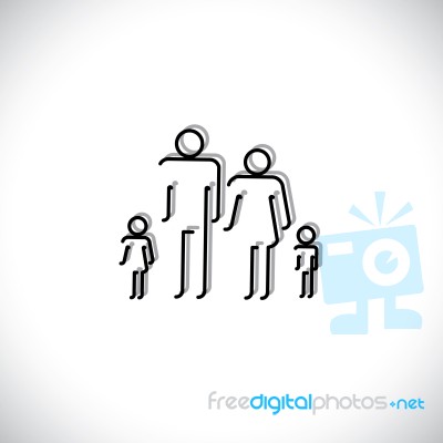 Family Of Four People Abstract Icons Using Line Drawing Stock Image