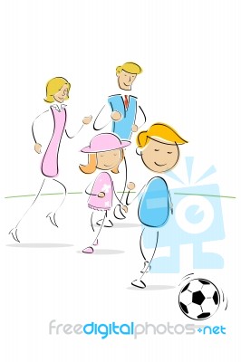Family Playing Soccer Stock Image