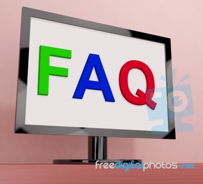 Faq On Monitor Shows Frequently Asked Questions Online Stock Image