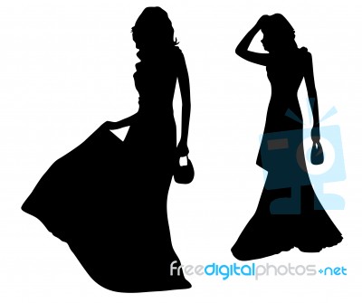Fashion Silhouettes Of Girls Stock Image
