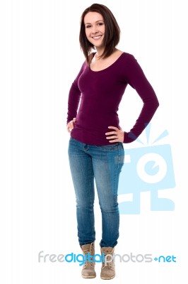 Fashionable Young Smiling Woman Stock Photo