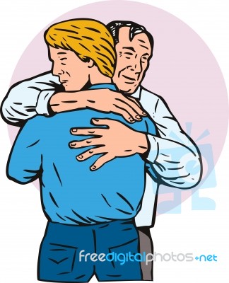 Father Hugging Son Stock Image