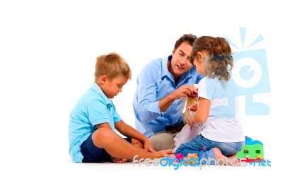 Father Playing With Children Stock Photo