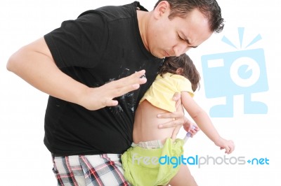 Father Smacking His Child Stock Photo