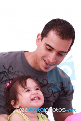 Father With His Adorable Daughter Stock Photo