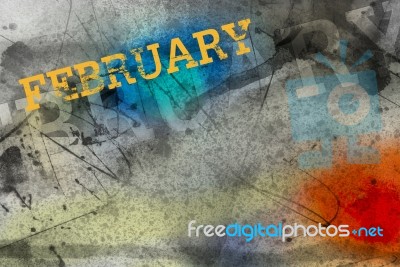 February Month Art Grunge Design Stock Image