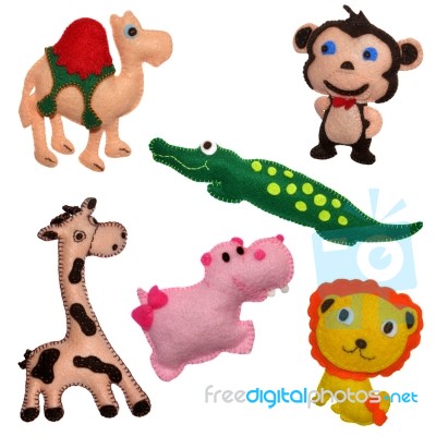 Felt Toys Safari Animals Stock Photo
