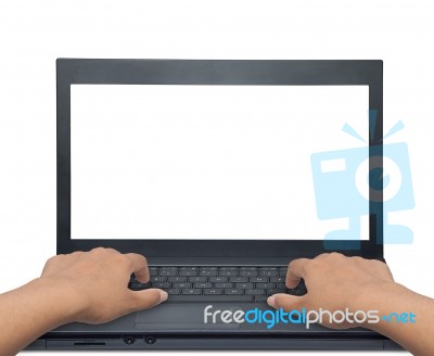 Female Hands Typing On Laptop Stock Photo