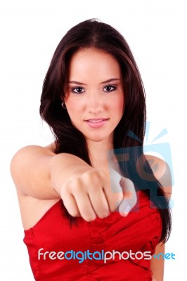 Female Punching Stock Photo