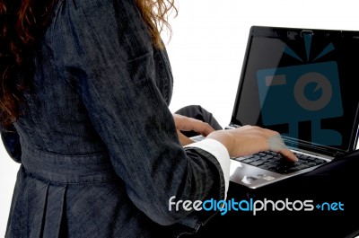 Female With Laptop Stock Photo