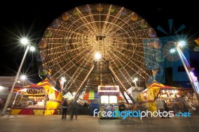 Ferris Wheel Night Stock Photo