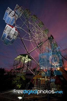 Ferris Wheel Sunset Stock Photo