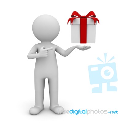 Figure And Gift Box Stock Image