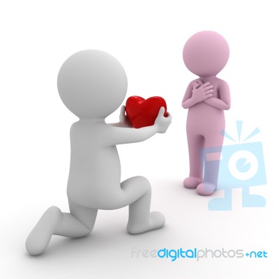 Figure Giving Heart To Lover Stock Image